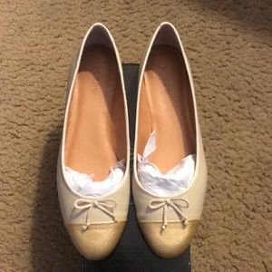 J Crew gold and cream flats